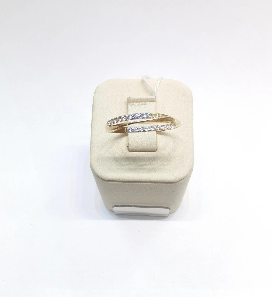 Кольцо с фианитом из красного золота 585 пробы