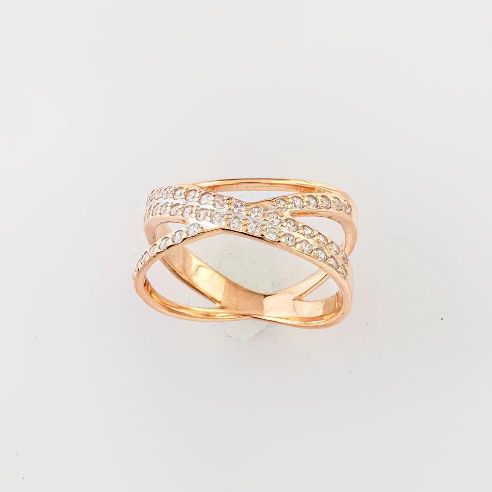 Кольцо с фианитом из красного золота 585 пробы