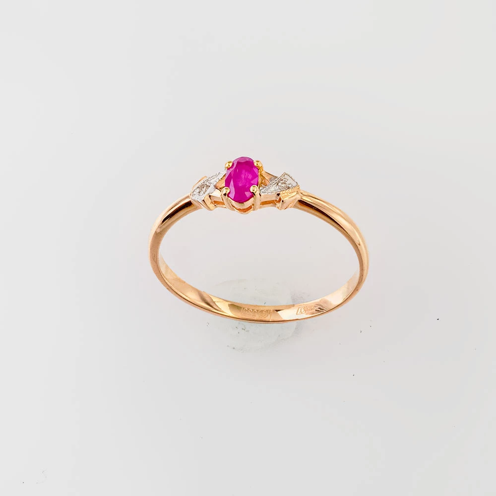 Кольцо с рубином из красного золота 585 пробы