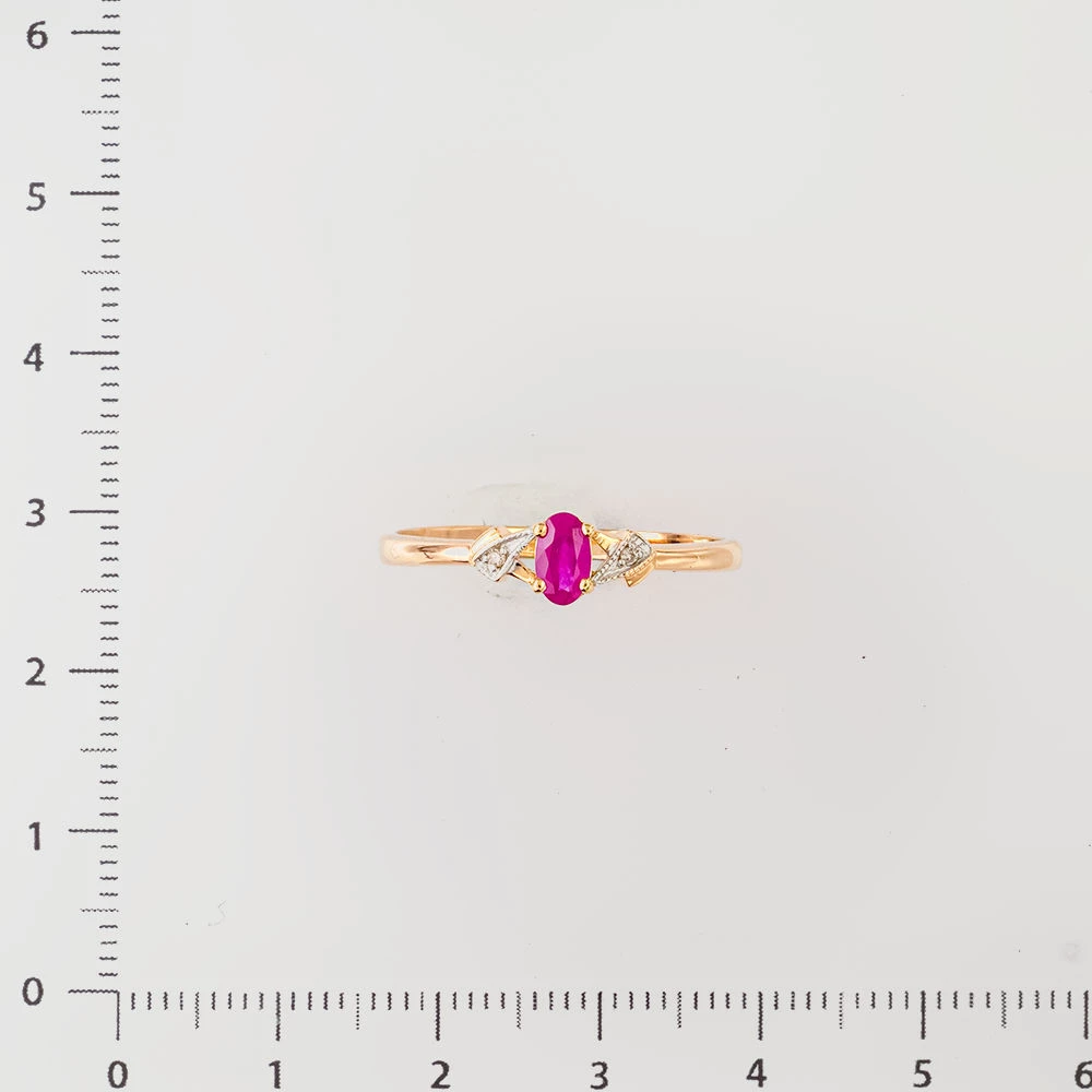 Кольцо с рубином из красного золота 585 пробы