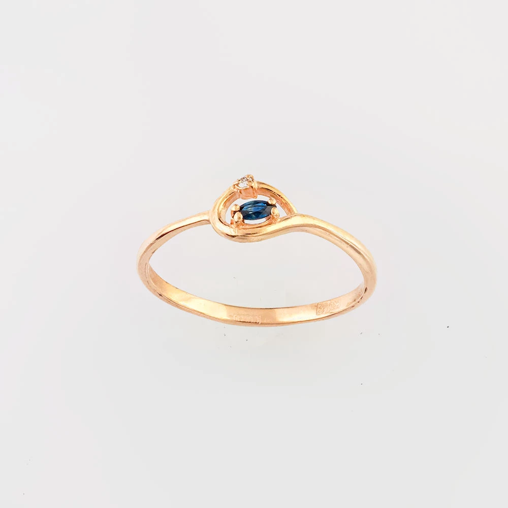 Кольцо с сапфиром из красного золота 585 пробы