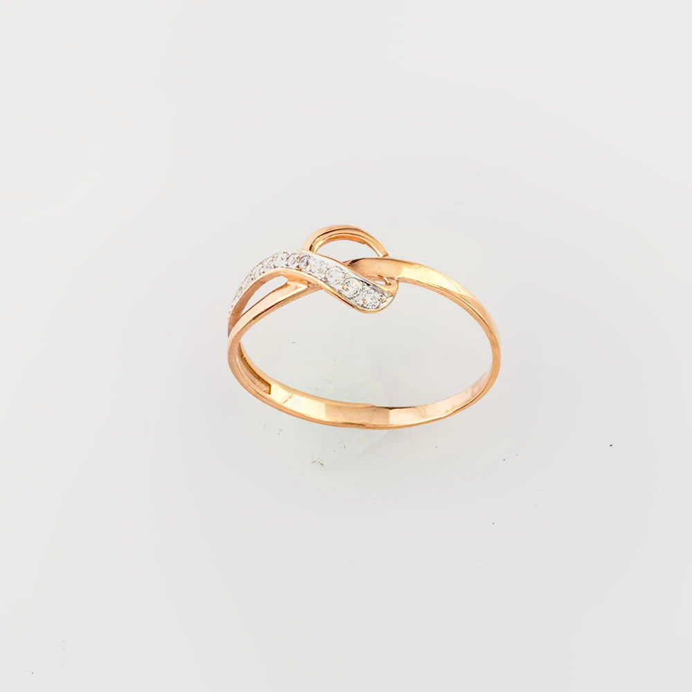 Кольцо с фианитом из красного золота 375 пробы