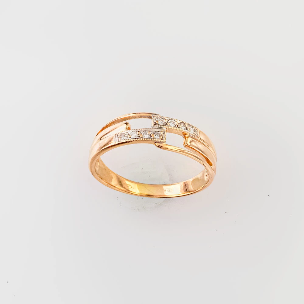 Кольцо с бриллиантом из красного золота 585 пробы