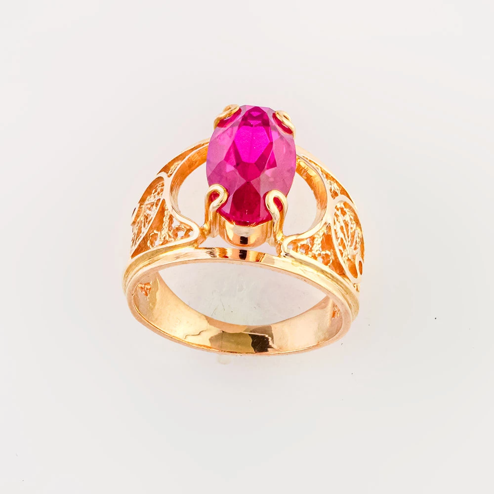 Кольцо с фианитом из красного золота 583 пробы