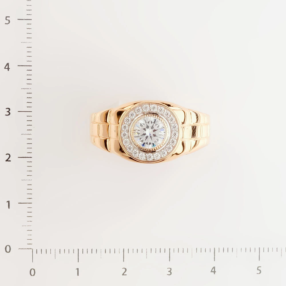 Кольцо с фианитом из красного золота 585 пробы