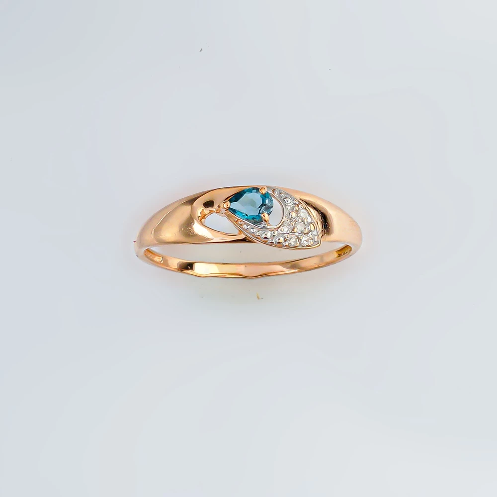 Кольцо с топазом лондон из красного золота 585 пробы