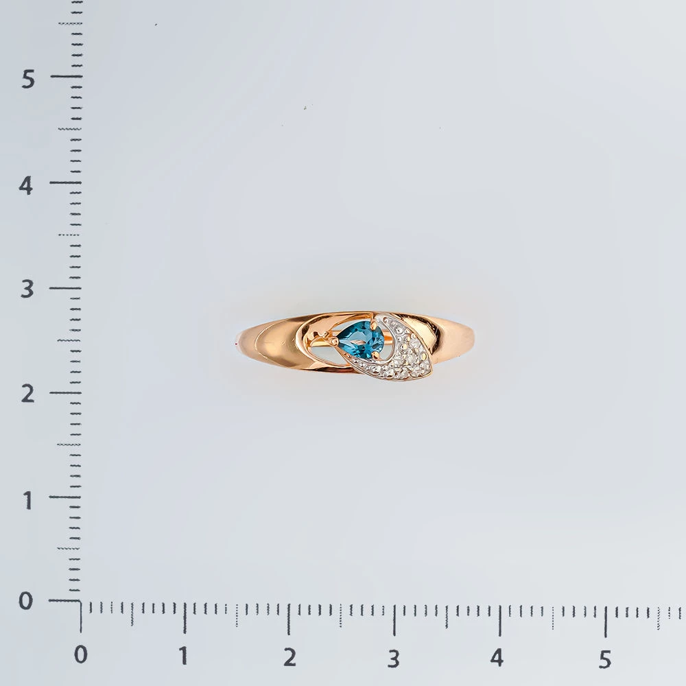 Кольцо с топазом лондон из красного золота 585 пробы