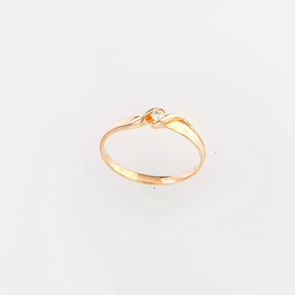 Кольцо с бриллиантом из красного золота 585 пробы