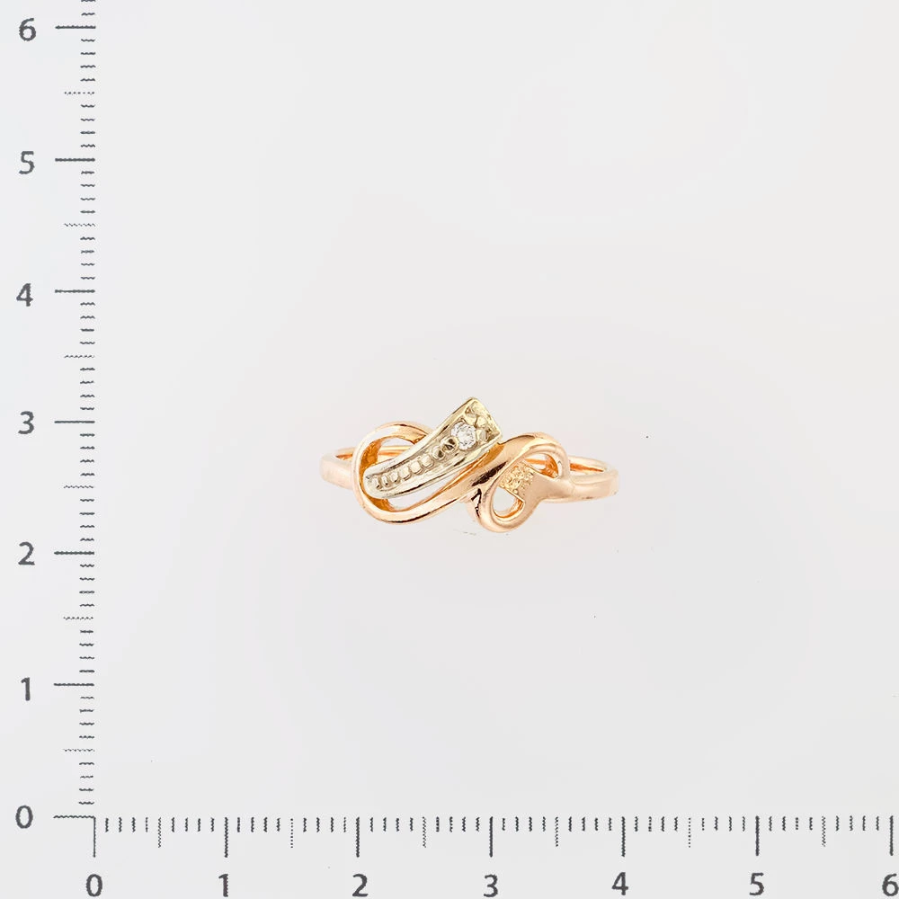 Кольцо с фианитом из красного золота 585 пробы