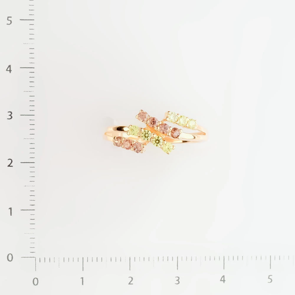 Кольцо с раух-топазом из красного золота 585 пробы