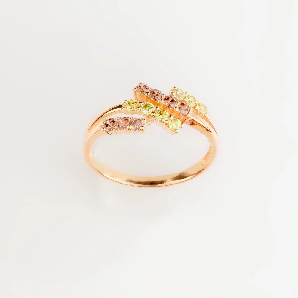 Кольцо с раух-топазом из красного золота 585 пробы