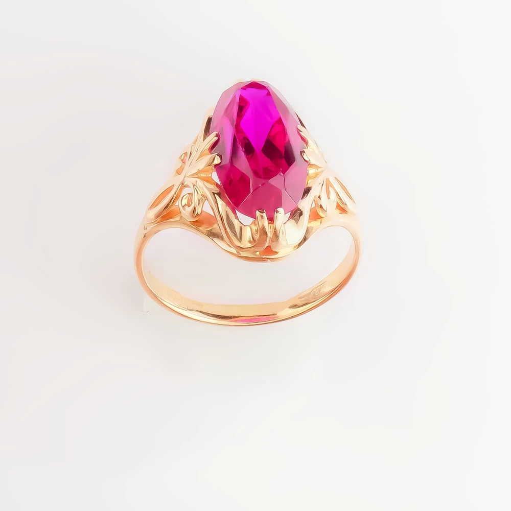 Кольцо с фианитом из красного золота 583 пробы