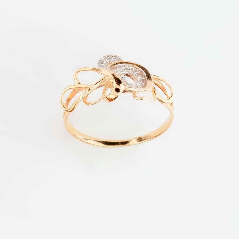 Кольцо с фианитом из красного золота 585 пробы