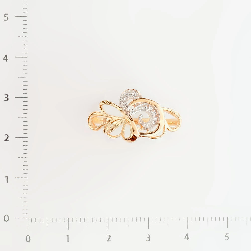 Кольцо с фианитом из красного золота 585 пробы