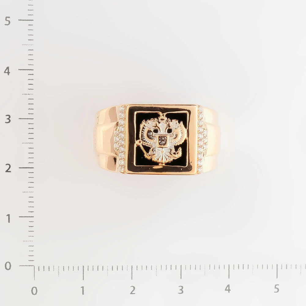 Кольцо с ониксом из красного золота 585 пробы