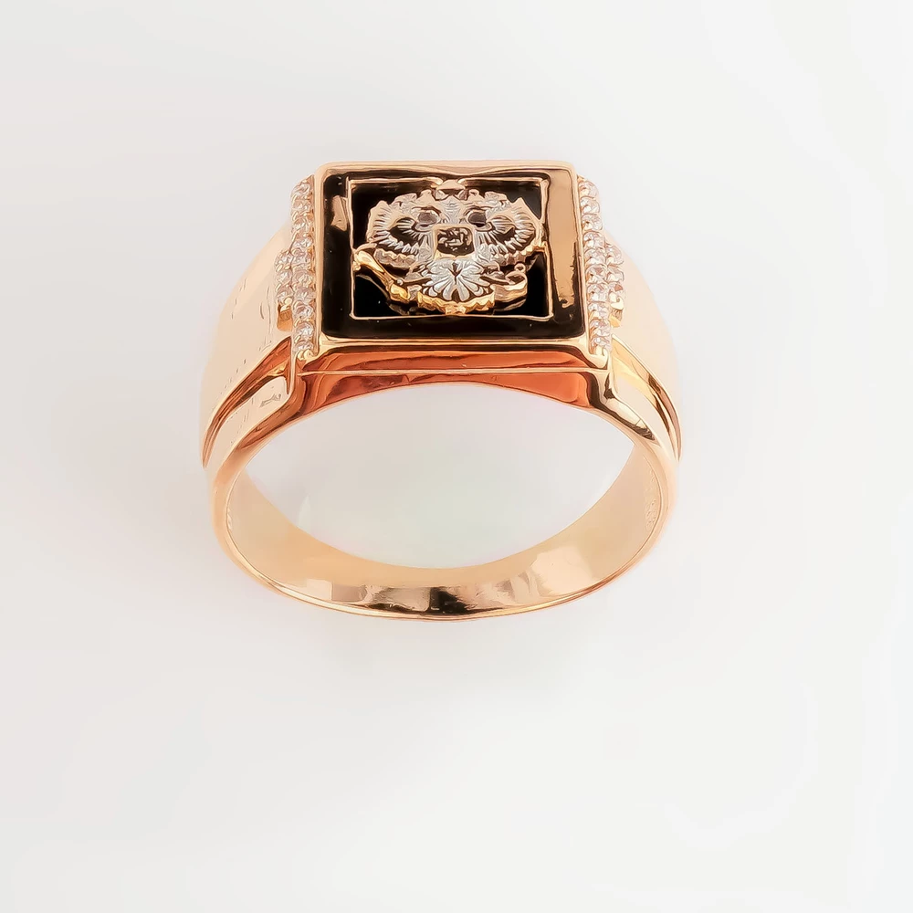 Кольцо с ониксом из красного золота 585 пробы