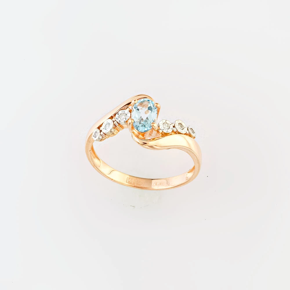 Кольцо с топазом из красного золота 585 пробы