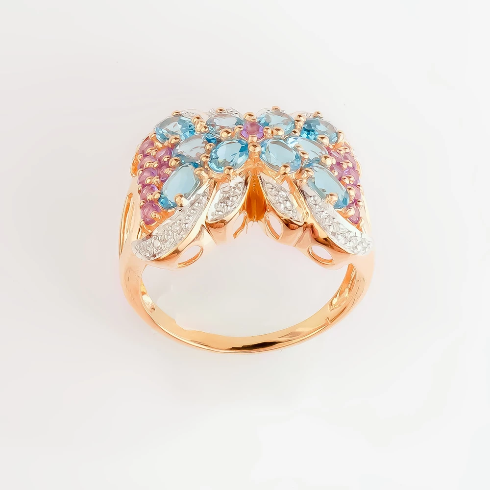 Кольцо с аметистом из красного золота 585 пробы