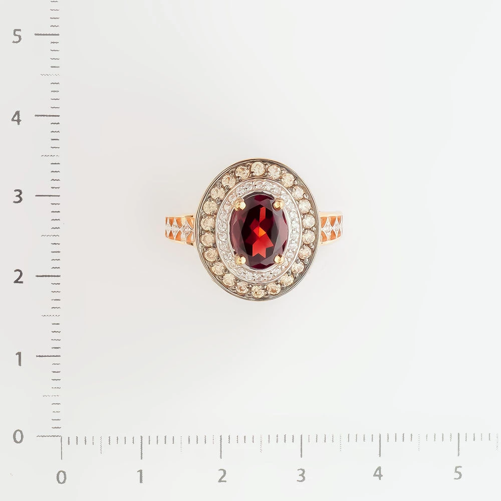 Кольцо с гранатом из красного золота 585 пробы