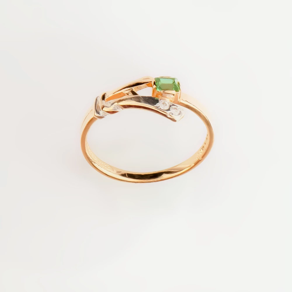 Кольцо с фианитом из красного золота 585 пробы