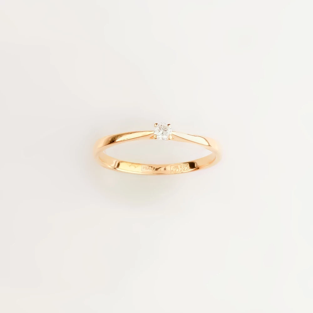 Кольцо с бриллиантом из красного золота 585 пробы