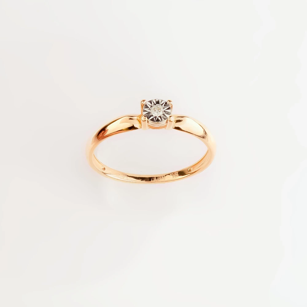 Кольцо с бриллиантом из красного золота 585 пробы