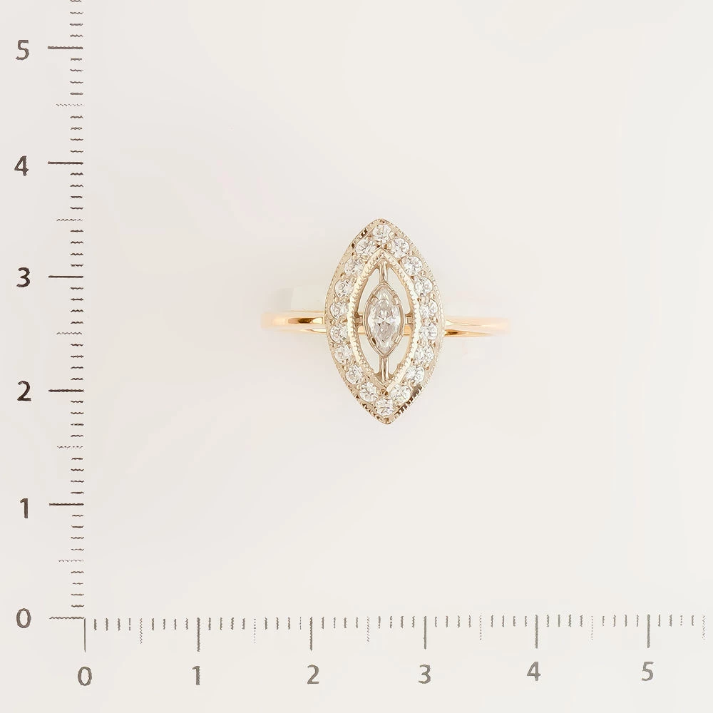 Кольцо с фианитом из красного золота 585 пробы