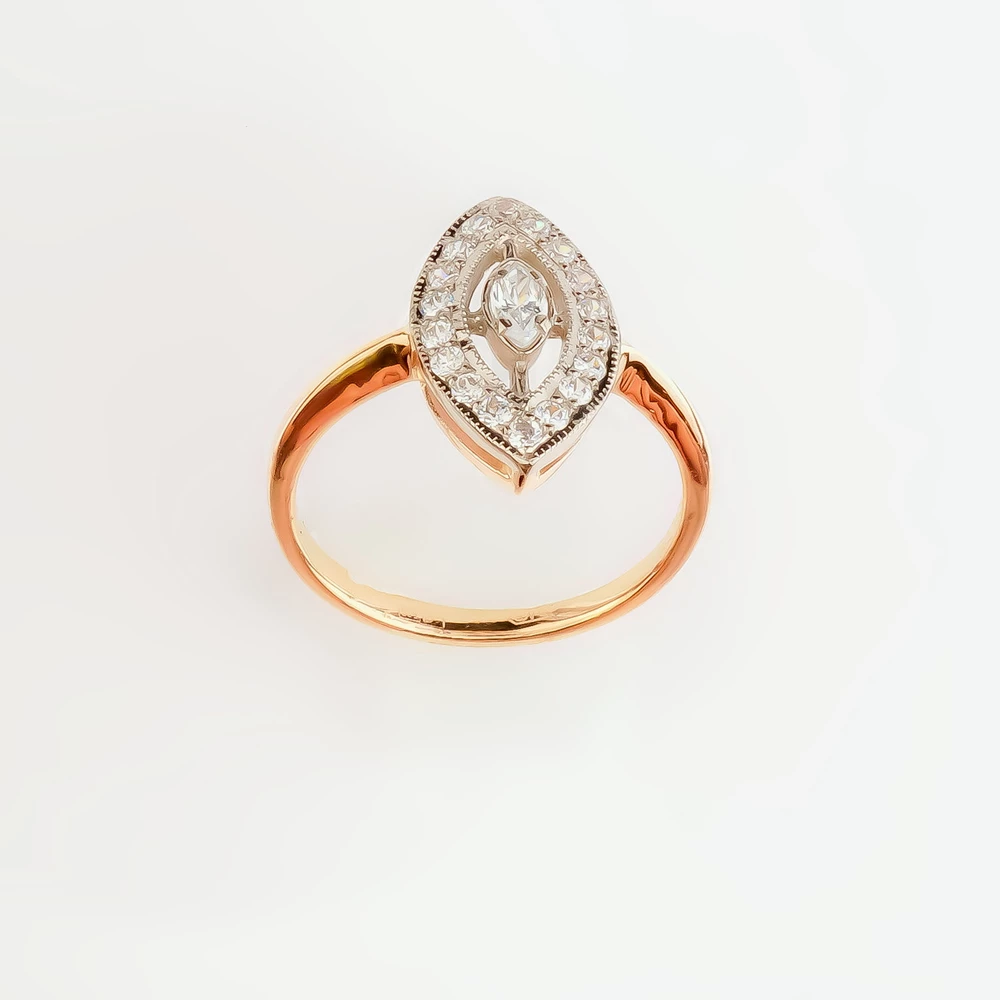 Кольцо с фианитом из красного золота 585 пробы