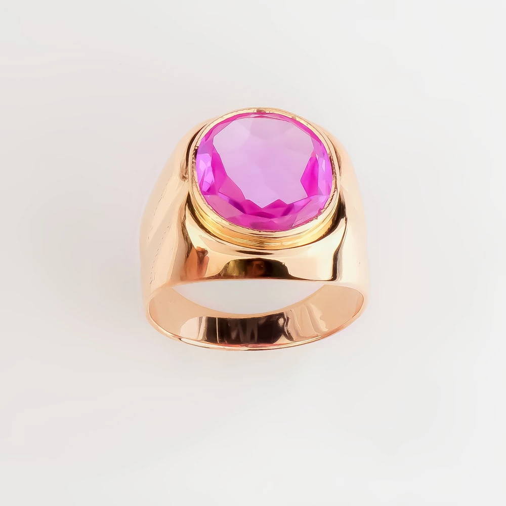 Кольцо с фианитом из красного золота 583 пробы