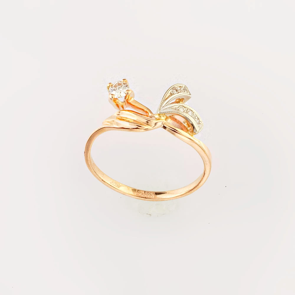 Кольцо с бриллиантом из красного золота 585 пробы