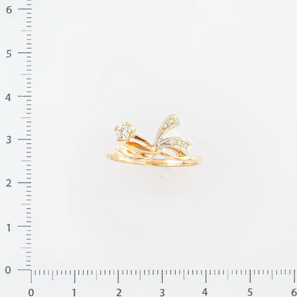 Кольцо с бриллиантом из красного золота 585 пробы