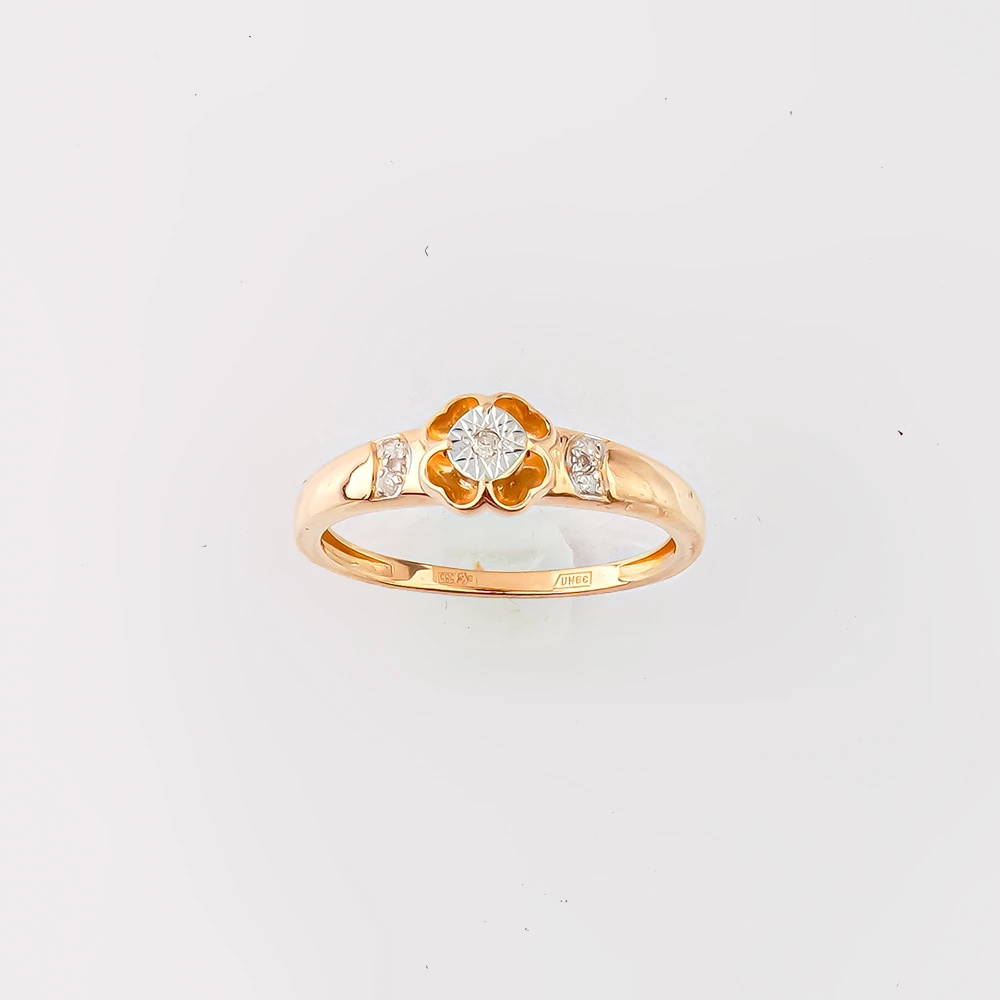 Кольцо с бриллиантом из красного золота 585 пробы