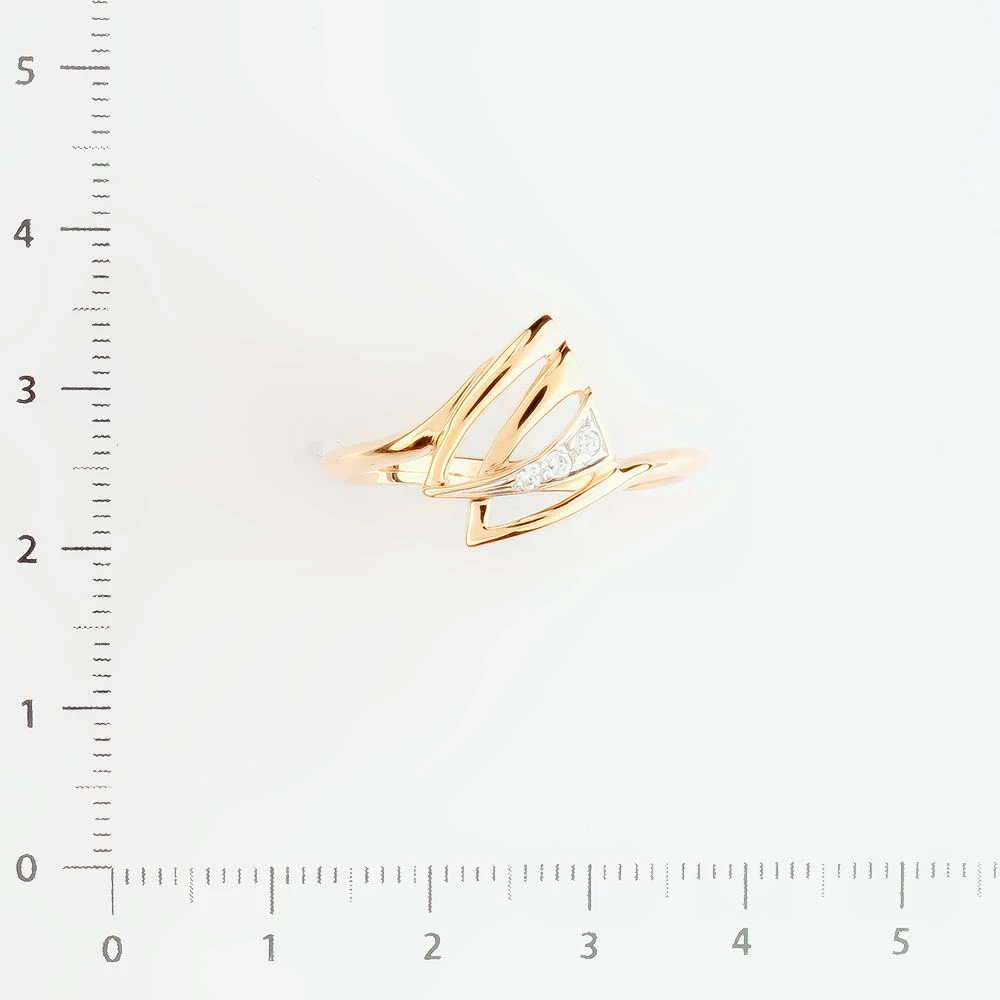 Кольцо с фианитом из красного золота 585 пробы