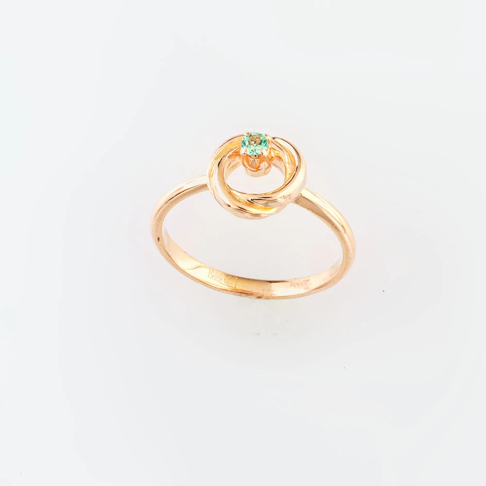 Кольцо с изумрудом из красного золота 585 пробы