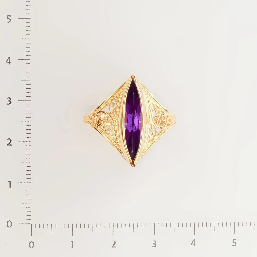 Кольцо с ситаллом из красного золота 585 пробы