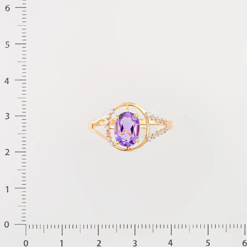 Кольцо с аметистом из красного золота 585 пробы