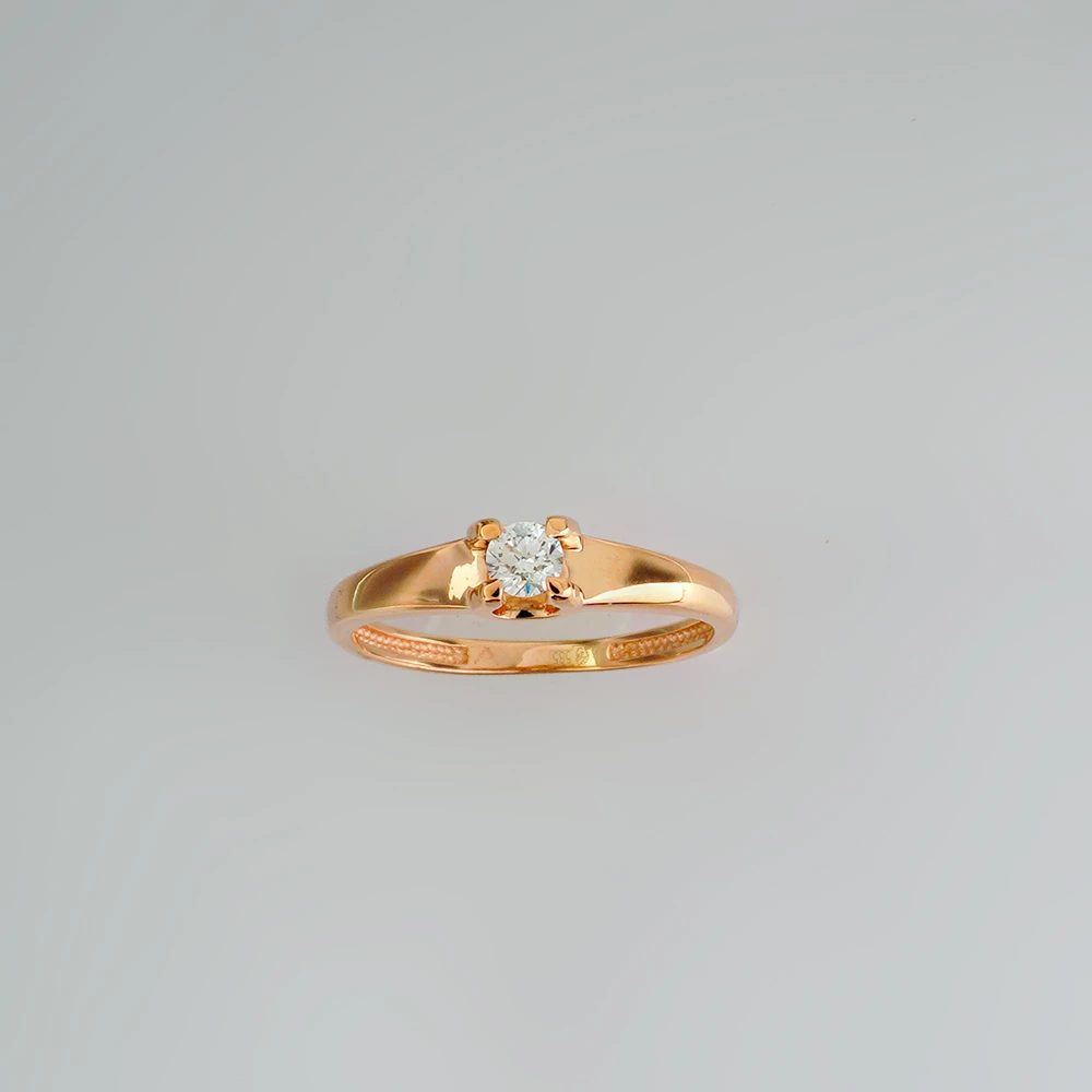 Кольцо с бриллиантом из красного золота 585 пробы