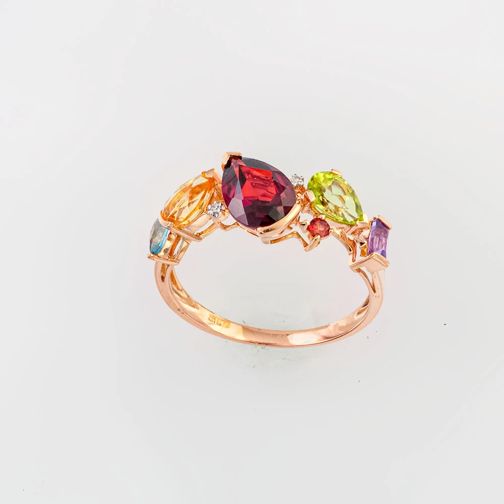 Кольцо с хризолитом из красного золота 585 пробы