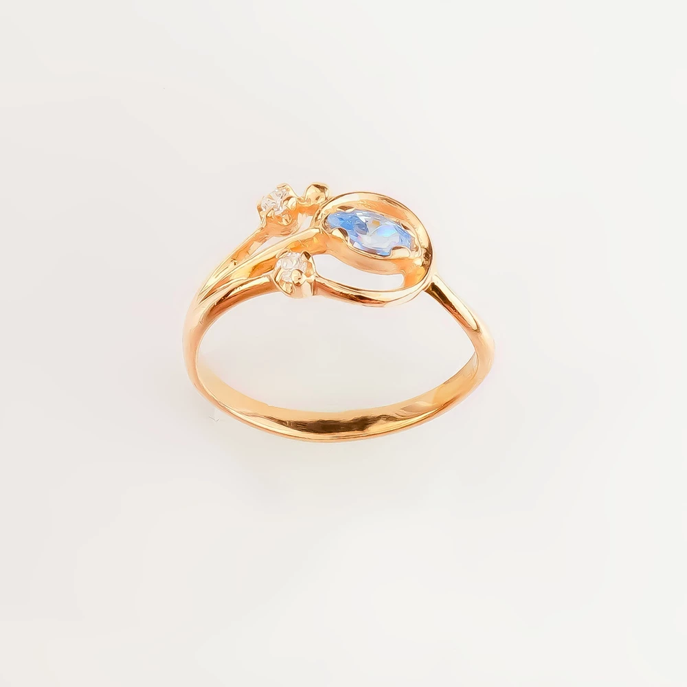 Кольцо с топазом из красного золота 585 пробы