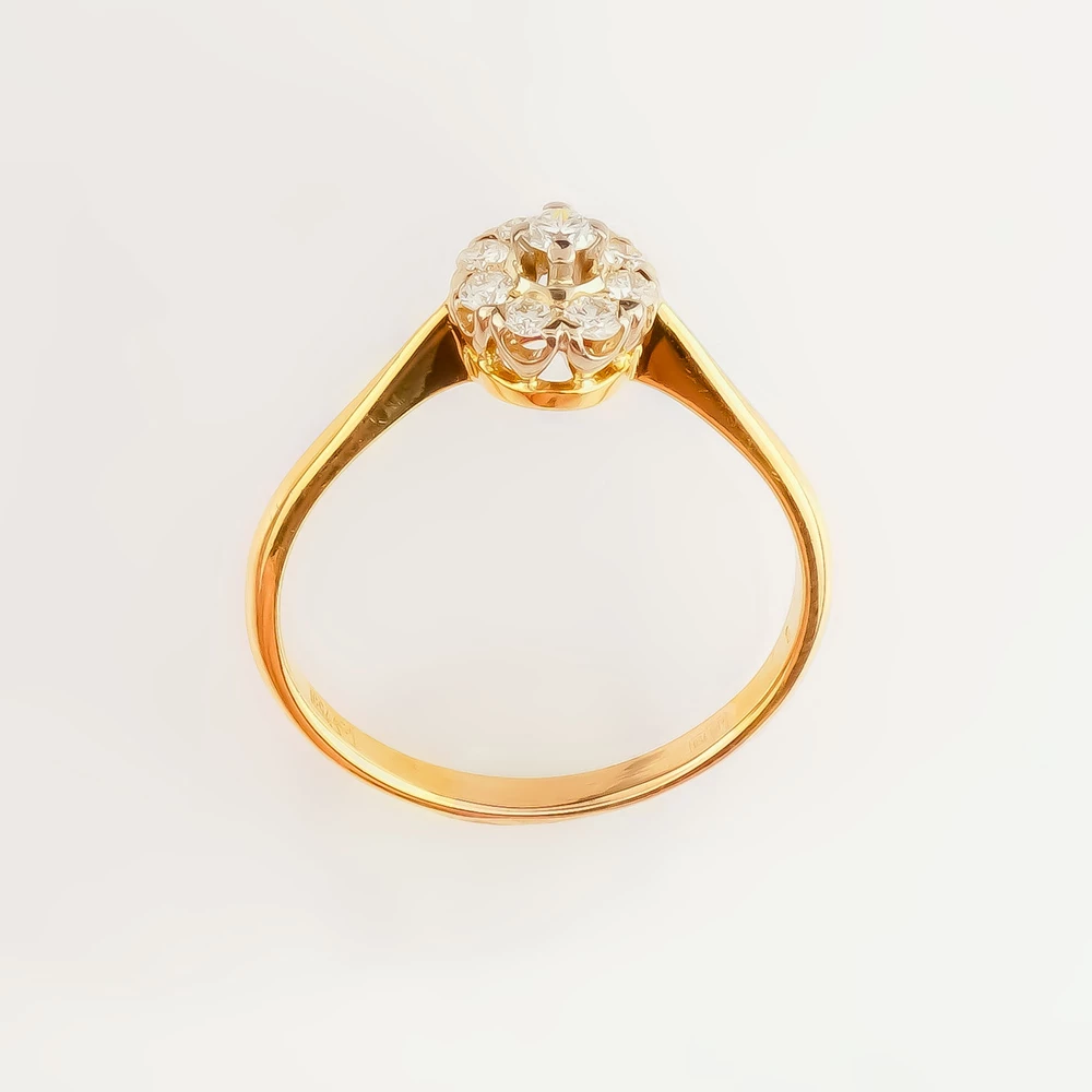 Кольцо с бриллиантом из желтого золота 750 пробы