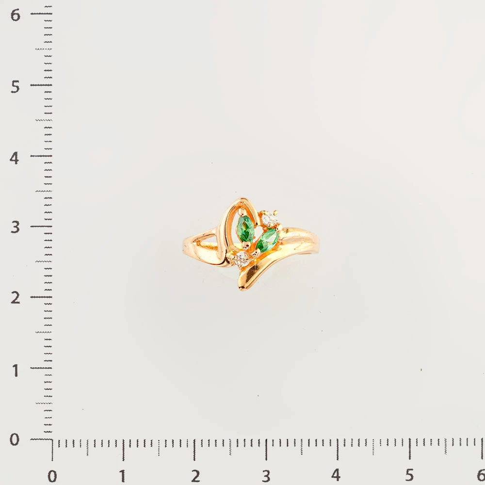 Кольцо с фианитом из красного золота 585 пробы