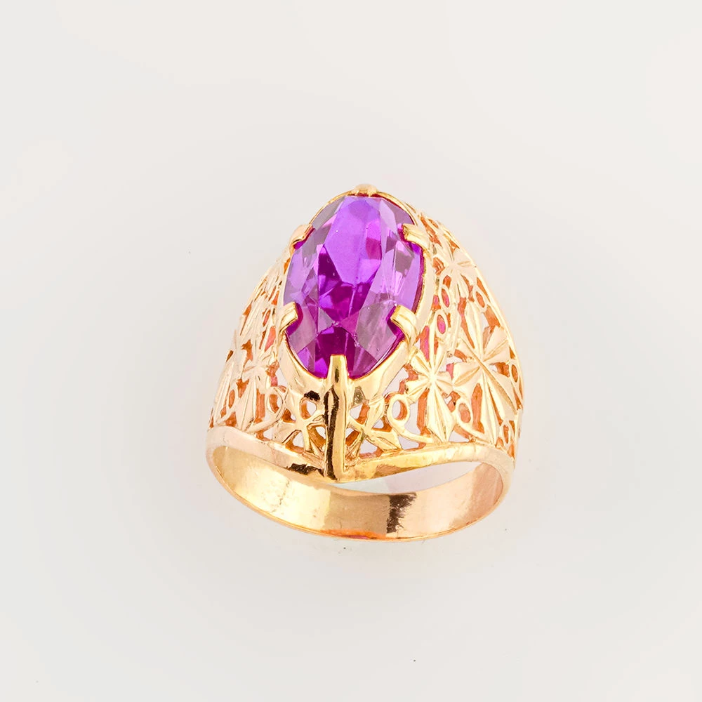 Кольцо с фианитом из красного золота 583 пробы