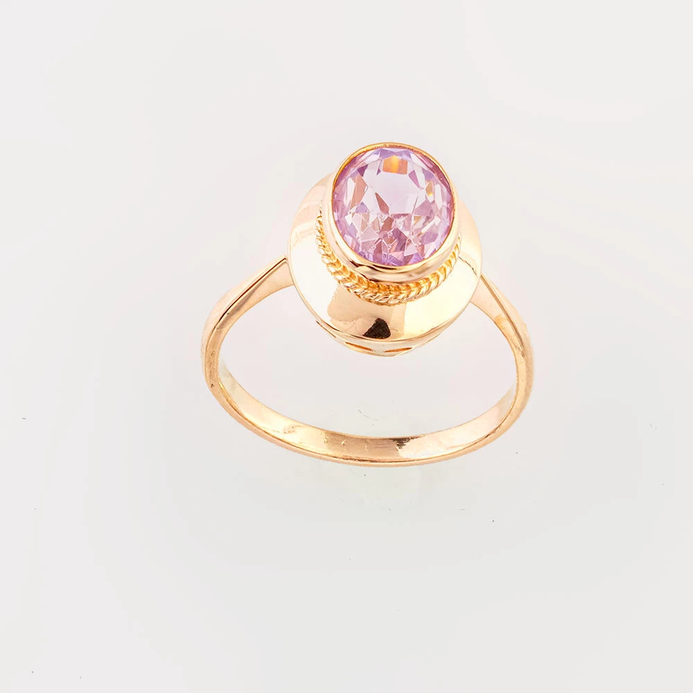 Кольцо с фианитом из красного золота 583 пробы