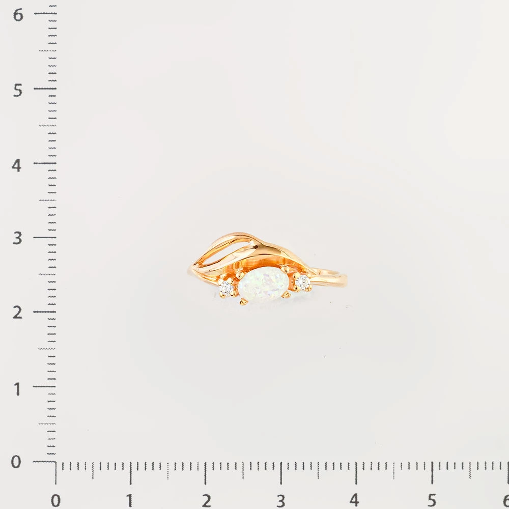 Кольцо с опалом синтетическим из красного золота 585 пробы