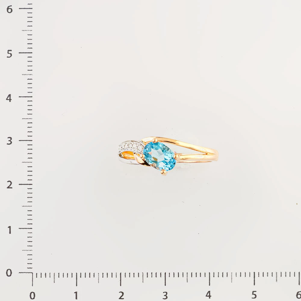 Кольцо с топазом из красного золота 585 пробы