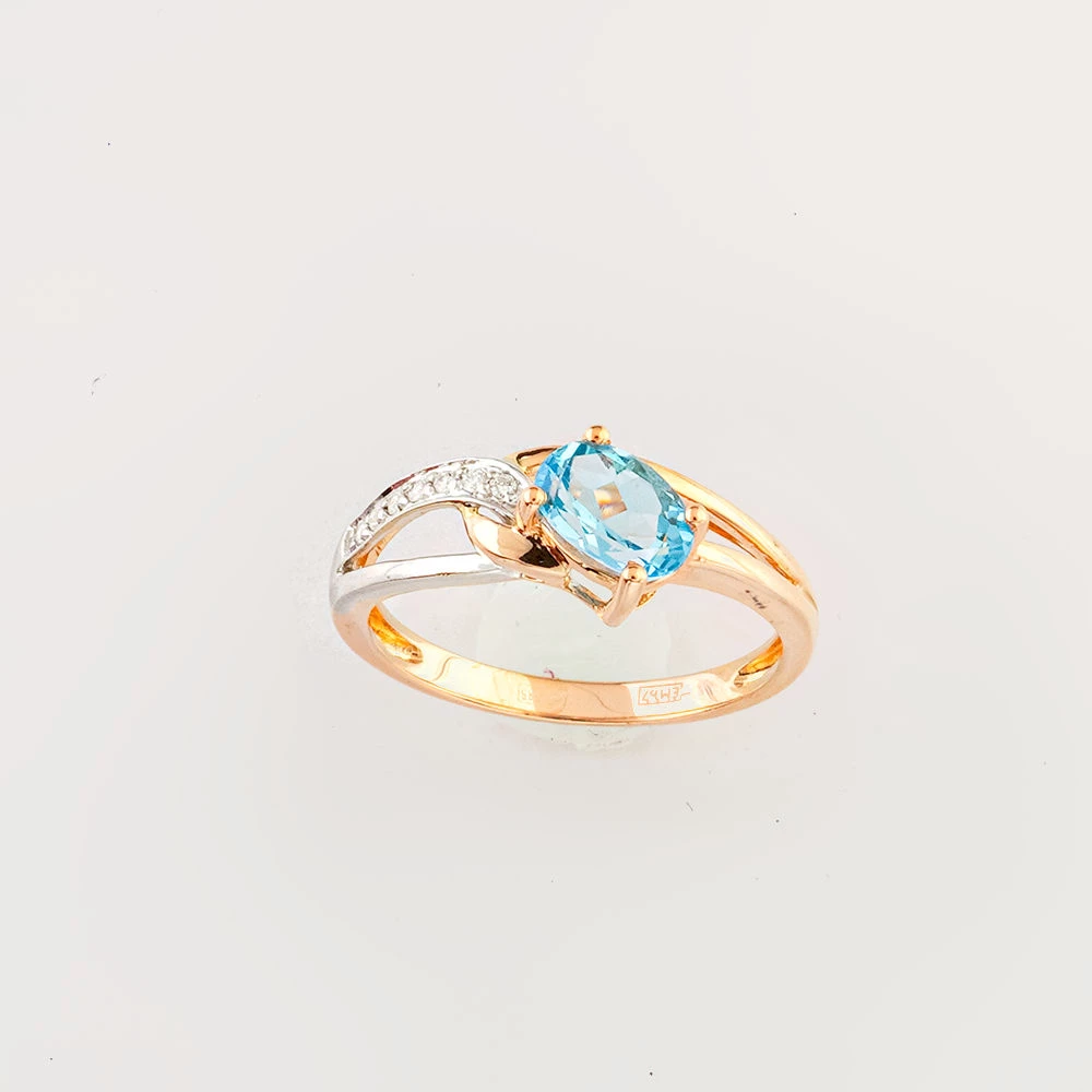 Кольцо с топазом из красного золота 585 пробы