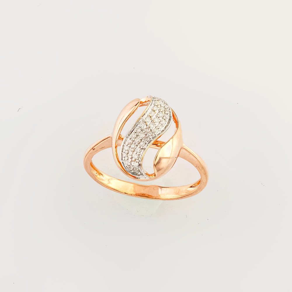 Кольцо с бриллиантом из красного золота 585 пробы