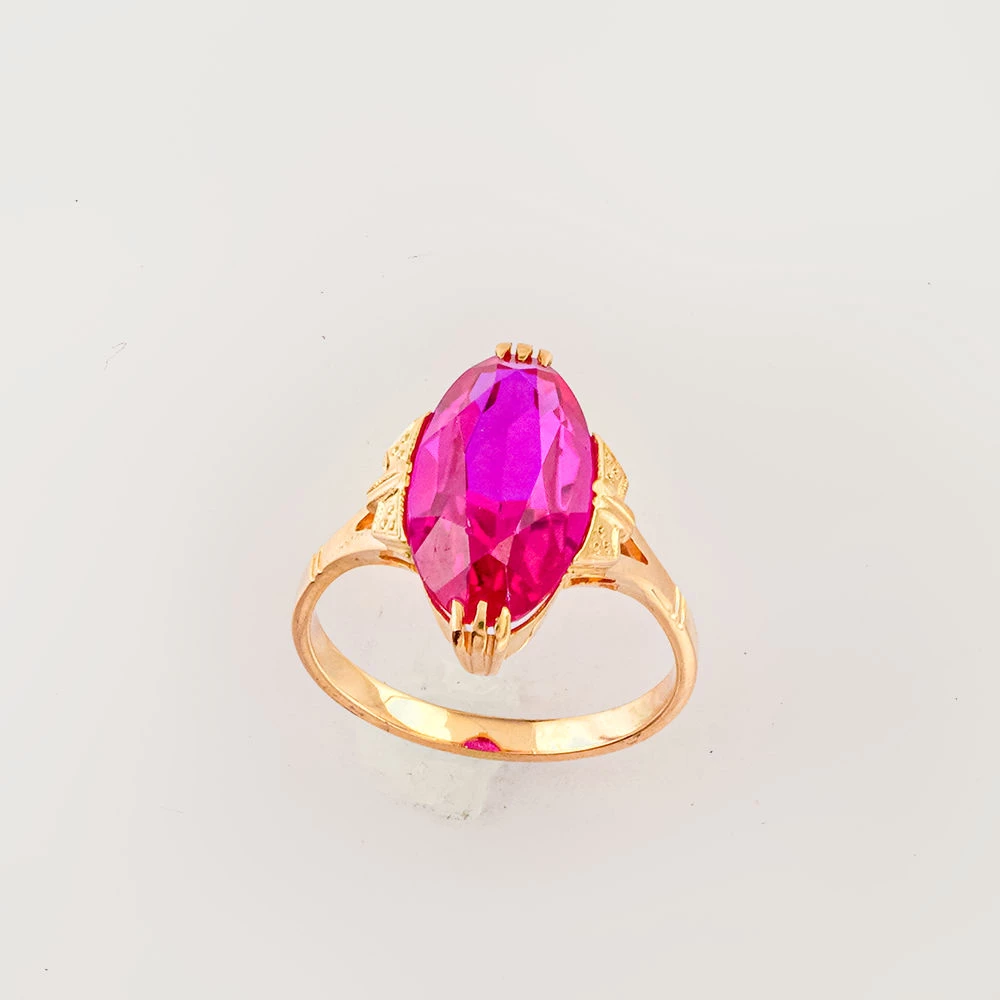 Кольцо с фианитом из красного золота 583 пробы