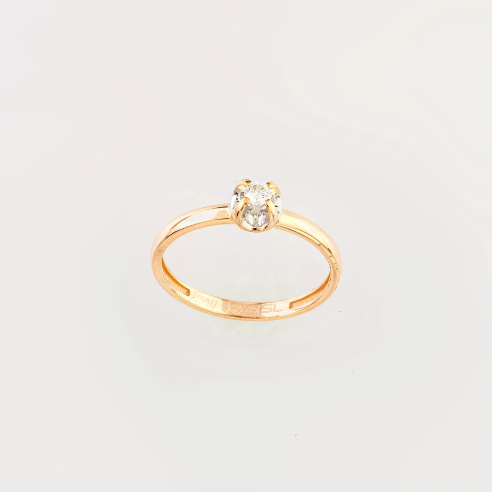 Кольцо с бриллиантом из красного золота 585 пробы