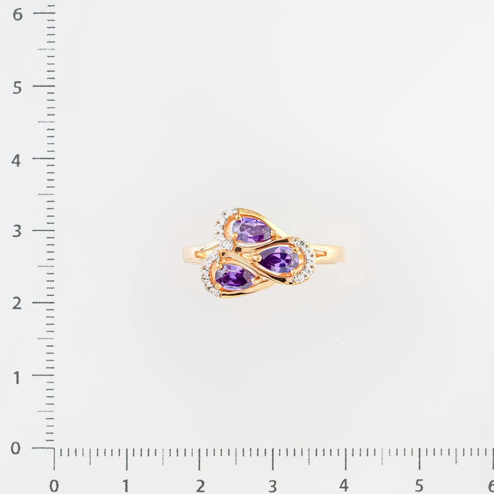 Кольцо с фианитом из красного золота 585 пробы